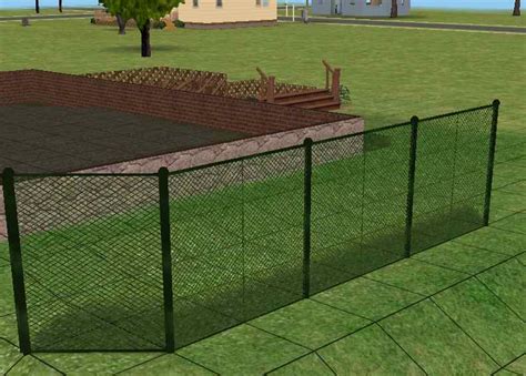 mod  sims tall wirenetting fence added  gate