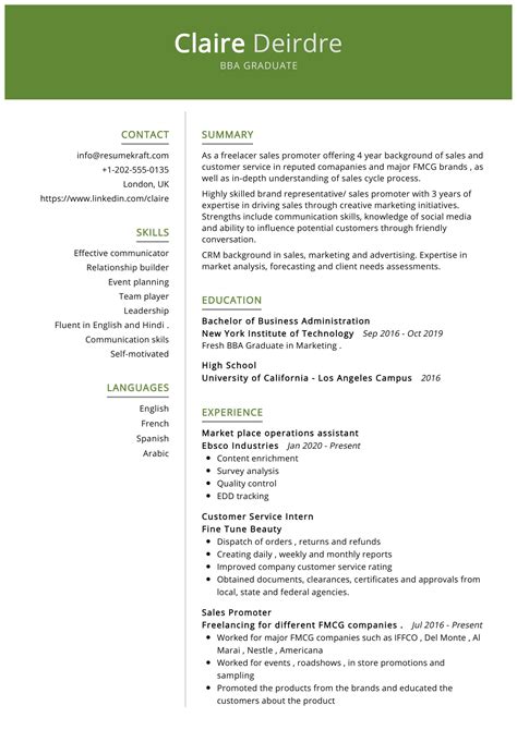 template resume fresh graduate objectives imagesee
