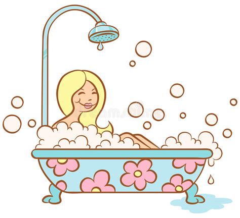Menina Que Toma O Banho Tempo De Abrandamento Ilustração