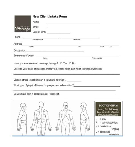 Printable Massage Intake Form Template Printable Form 2022