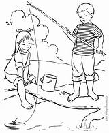 Coloring Pages Fishing Summer Kids Printable Boy Girl Sheets Fish Activities Sheet Catch Print Clipart Holiday Summertime Help Popular Drawings sketch template