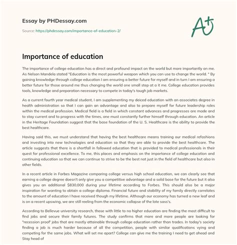 importance  education phdessaycom