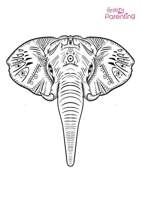 elephant face coloring page