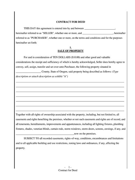 contract  deed template fill  printable fillable blank