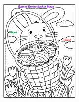 Bunny Maze Easter Basket Fun Coloring sketch template