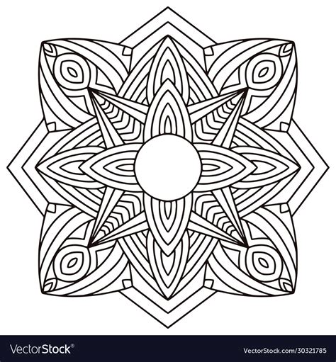 mandala design coloring book page royalty  vector image