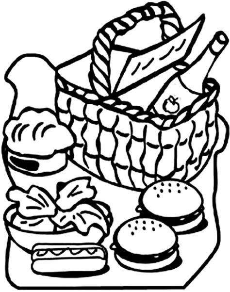 picnic basket full  food coloring page netart