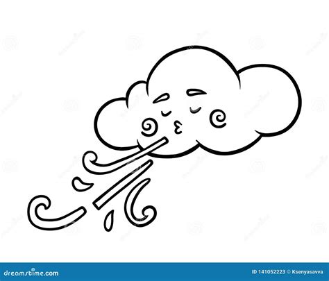 coloring book cloud  wind stock vector illustration  face