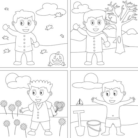 dibujos  pintar de las  estaciones del ano seasons preschool