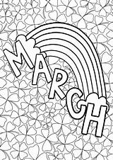March Coloring Rainbow Sheet Pages Printable Madness Kids Donuts Drama sketch template