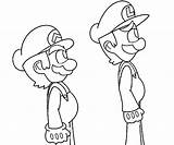 Coloring Pages Mario Luigi Stand Line Color sketch template