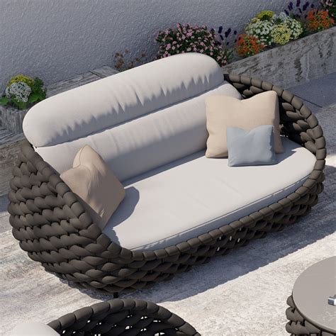 tatta 3 seater modern woven textilene rope outdoor sofa with removable