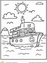 Pages Coloring Boat Kindergarten Kids Colouring Worksheet Transportation Color Coloriage Ships Worksheets Preschool Printable Sheets Drawing Drawings Bateau Education Colorier sketch template