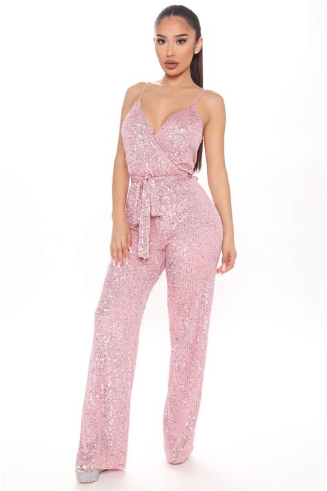 Cant Hide The Shine Sequin Jumpsuit Pink In 2021 Black Lace