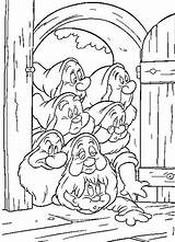 Snow Coloring Dwarfs Pages Printable Disney Seven Sheet Drawfs sketch template