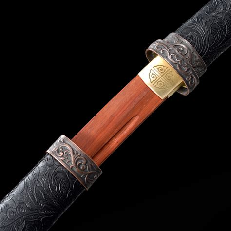 handmade rosewood blade unsharpened katana sword  black scabbard