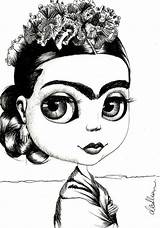 Kahlo Frida Coloring Khalo Eyebrow Blythe Colorear Curadores Buscar Caricaturas Guardado sketch template