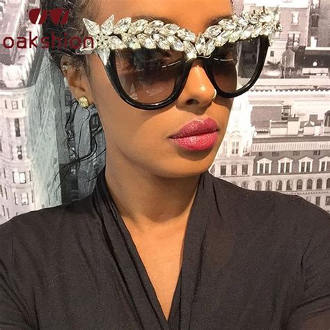 fashion luxury cat eye diamond sunglasses women crystal rhinestone sun