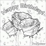 Birthday Coloring Happy Pages Rose Card Mom Printable Sketch Roses Flower Clipart Sheets Drawing Boy Flowers Adult Colouring Color Cards sketch template