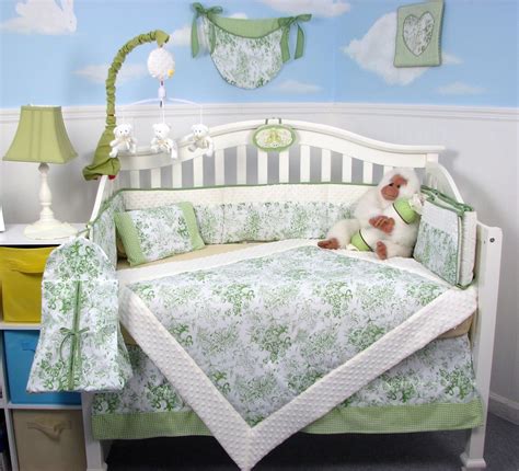 soho french sage toile baby bedding baby bedding  accessories