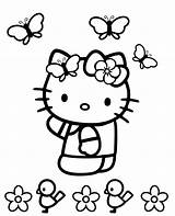 Coloring Kitty Butterflies Hello Spring Print sketch template