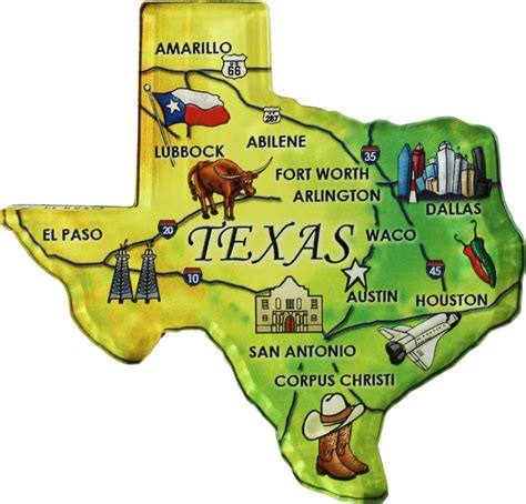 buy texas acrylic state map magnet flagline