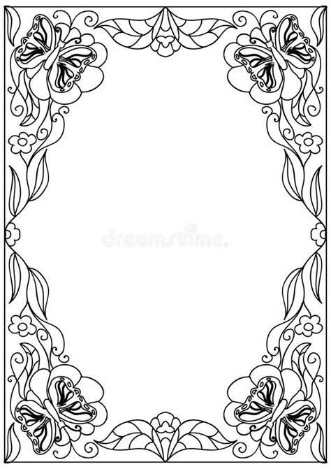 decorative floral frame coloring page stock illustration illustration