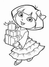 Dora Coloring Pages Christmas Friends Colouring Print Printable Explorer Gifts Getcolorings Sheets Taking Her Color Getdrawings Happychristmasnewyeargreetings sketch template