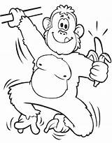 Gorilla Coloring Sheet Cute Cartoon Banana Eat Ready Pages Ages Strong Great sketch template