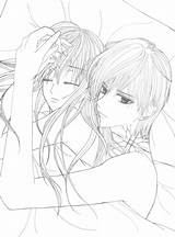 Anime Couple Hugging Cute Coloring Pages Cuddle Template sketch template
