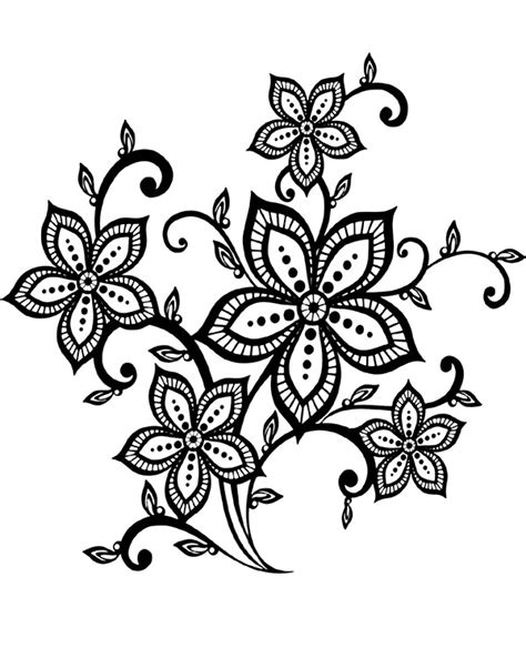 printable relaxing coloring picture  flowers tattoo