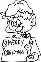 Elf Christmas Merry Coloring Says Pages sketch template