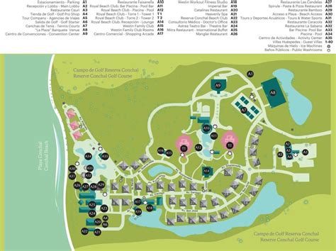 westin reserva conchal golf resort  spa map travel resort maps