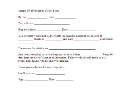 eviction notice sample  printable documents