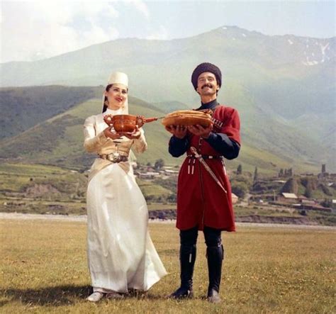 ossetian men woman traditional costume north caucasus