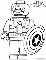 Coloring Lego Pages Marvel America Captain Superhero Popular sketch template