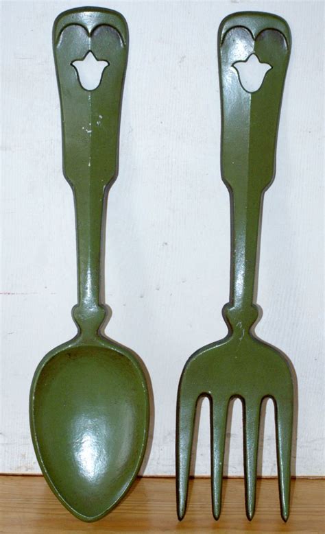vintage sexton giant metal fork and spoon wall decor 1969 etsy