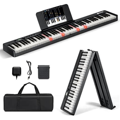 costway  key folding electric lighted piano full size portable