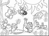 Coloring Pages Printable Bug Insect Kids Bugs Preschool Color Spring Garden Print Ladybug Butterfly Nature sketch template