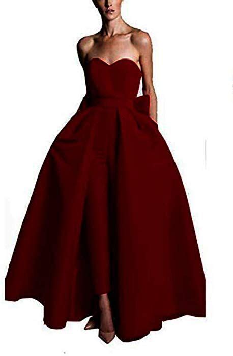 veraqueen womens sweetheart jumpsuits evening dresses  detachable skirt prom gowns pants