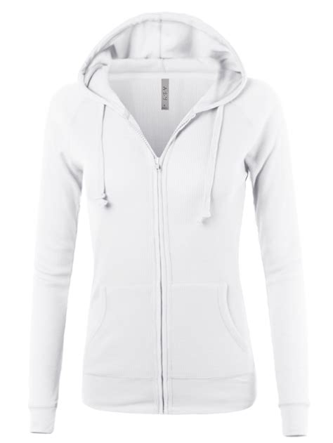 ay womens casual fitted lightweight pocket zip  hoodie white  walmartcom
