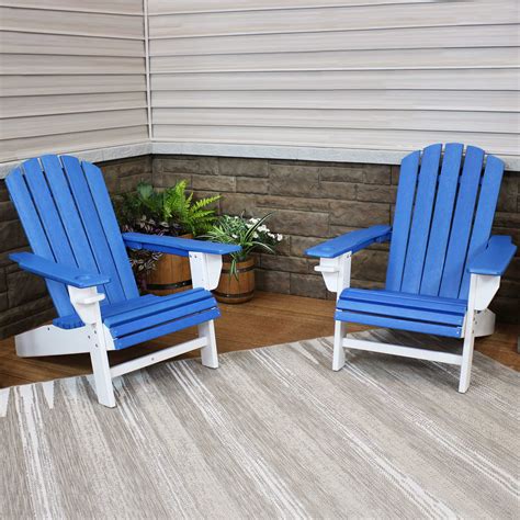 sunnydaze  weather  color outdoor adirondack chair  drink holder heavy duty hdpe