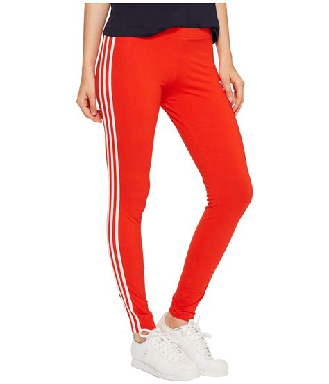 adidas originals  stripes leggings london  red lyst