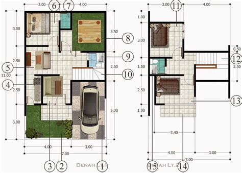 Desain Denah Rumah 2 Lantai Mungil Minimalis Modern Terbaru