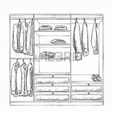 Wardrobe Drawing Clothes Closet Drawings Sketch Bedroom Hand Interior Room 123rf sketch template