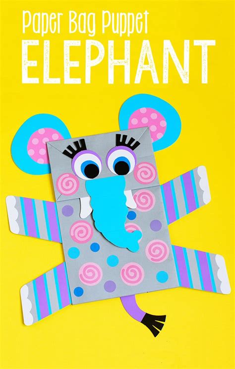 elephant paper bag puppet easy peasy  fun