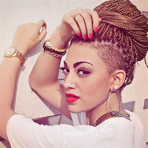 now trending braids and twists with shaved sides brown box braids box