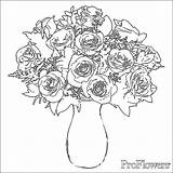Coloring Pages Rose Roses Adults Flower Flowers Bouquet Vase Printable Color Coloring4free Site Nature Fo Clip Happy Awesome Adult Print sketch template