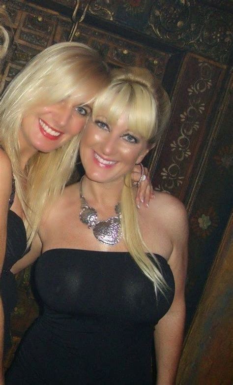two sexy blonde milfs in black posing at cougar xxx more is more fun pinterest blondes