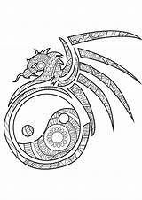 Dragon Yang Coloring Yin Dragons Pages Adults Drawing Patterns Spiritual Harmonious Balance Filled sketch template